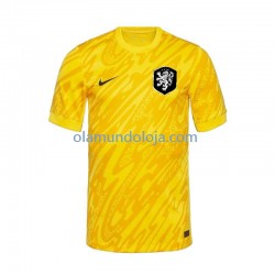 Camisola Países Baixos Guarda-redes Homem Equipamento Segundo Euro 2024 Manga Curta